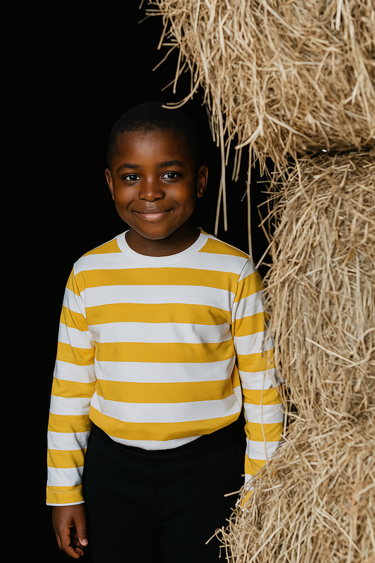 mustard stripe long sleeve sensory tee