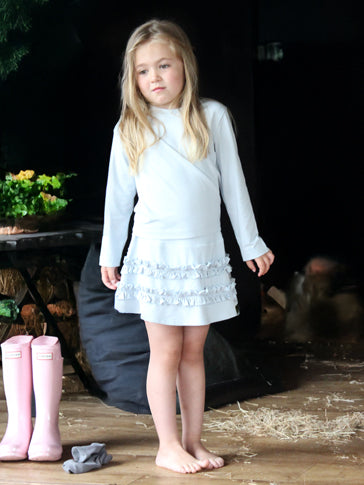 ruffle skirt and long-sleeve tee