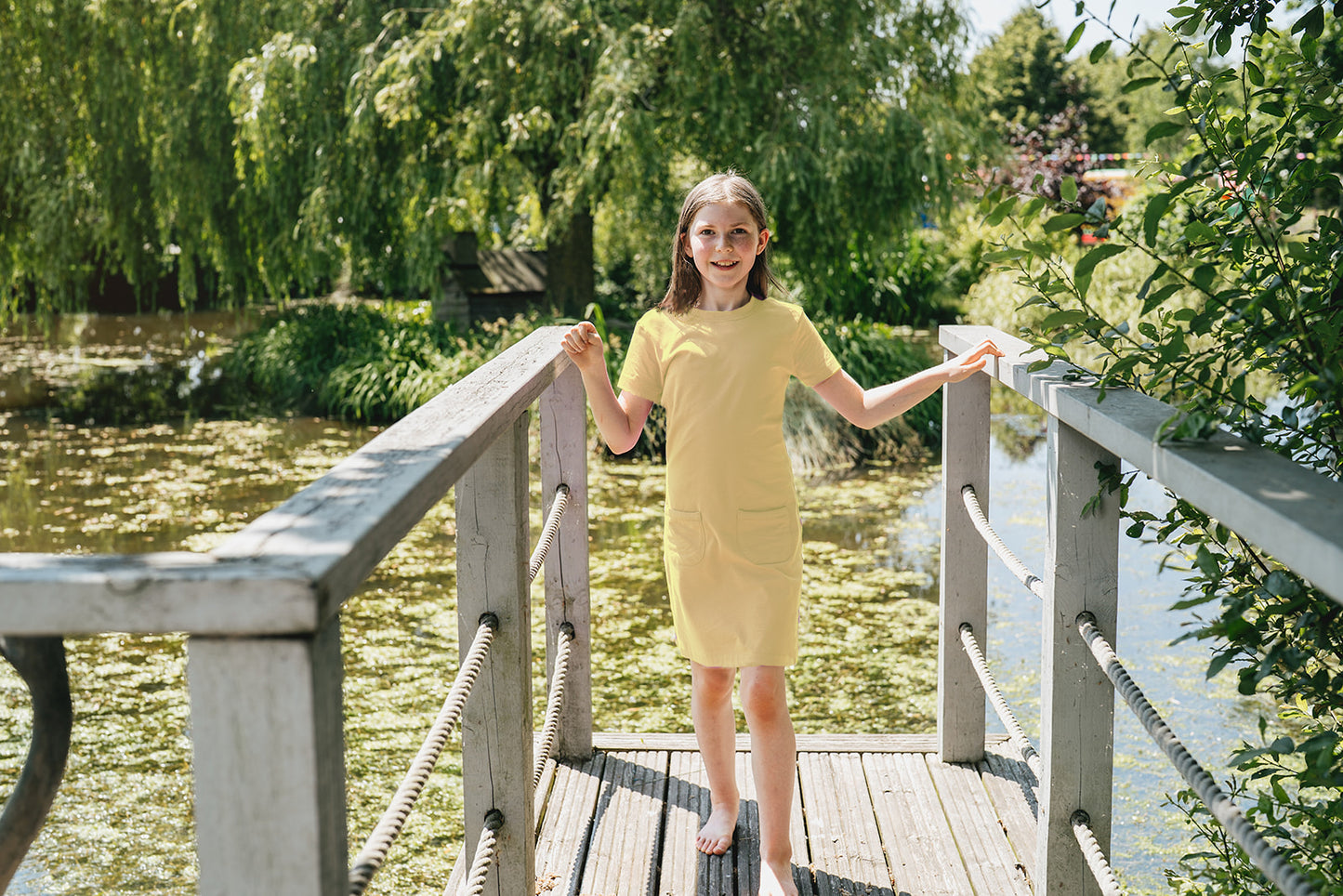 Short-sleeved sensory dress - yellow