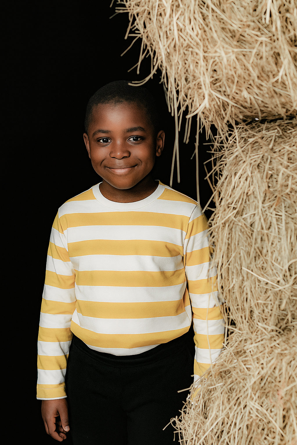 mustard stripe long sleeve sensory tee