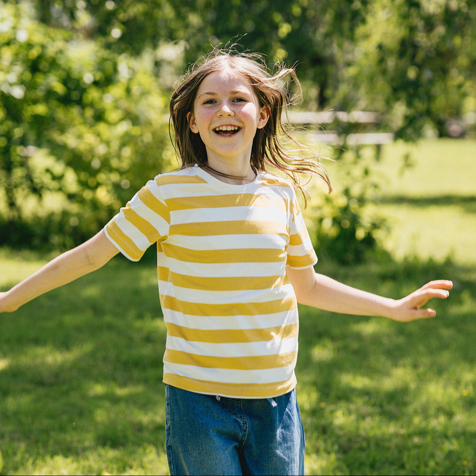 sensory striped short-sleeve tee shirt